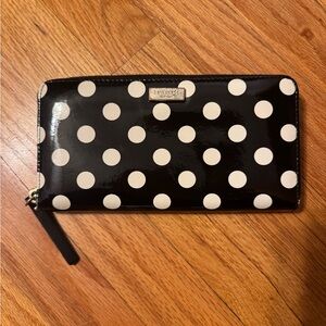 Kate Spade Polka Dot Black and White Continental Wallet